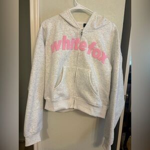 White Fox Boutique From The Archives Kenzie Boxy Zip Front Hoodie Grey Marle